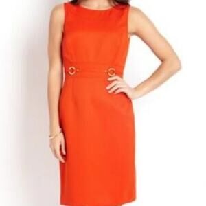 Tahari Arthur S. Levine Orange Sheath Dress with Bamboo Accents Women's Size 14
